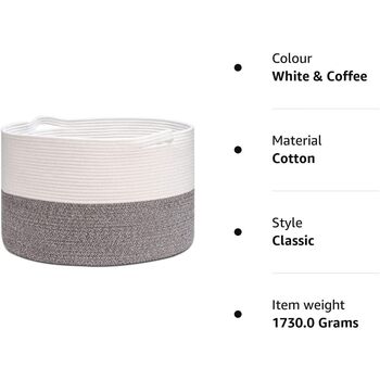 83 L Cream And Coffee Storage Woven Laundry Basket, 6 of 8