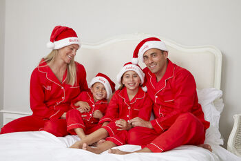Personalised Matching Red Christmas Pyjama For Mum And Child, 10 of 10