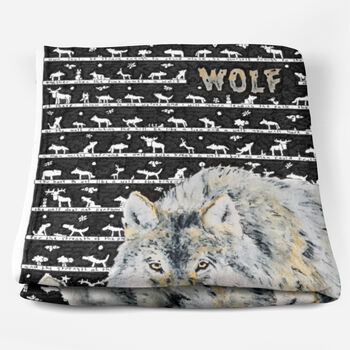 Wolf Fleece Blanket, 3 of 6