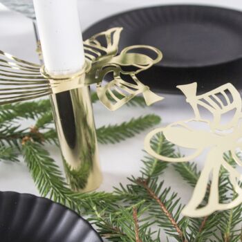 Gold Candleholder Flying Angel, 3 of 5