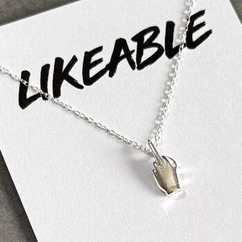 'Likeable' Sterling Silver Middle Finger Necklace, 2 of 10