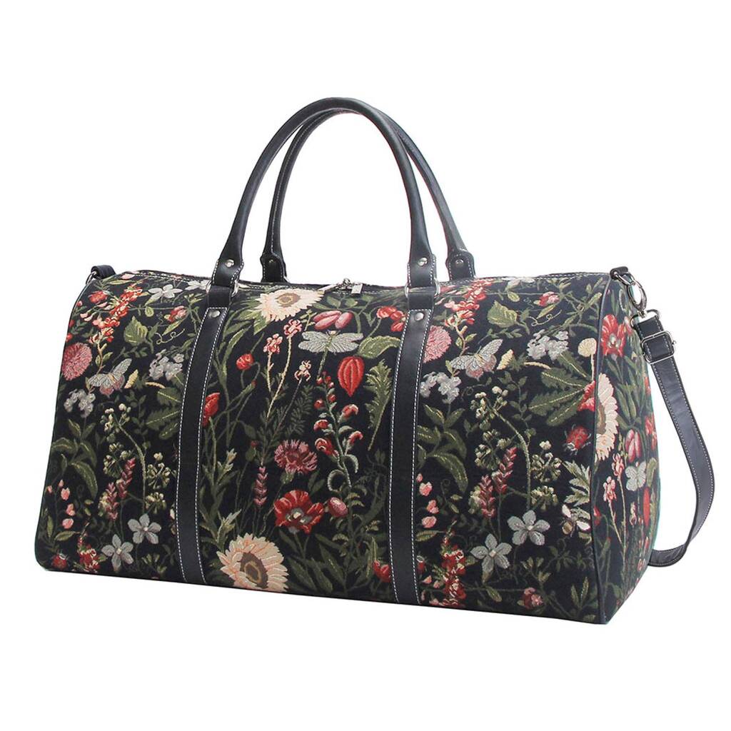 Morning Garden Black Big Holdall Bag + Gift Sling Bag By Signare Tapestry