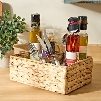 Double Compartment Woven Wicker Basket, 2 of 5