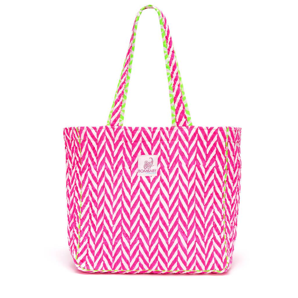 Quilted Tote Bag | Neon Pink, 1 of 3