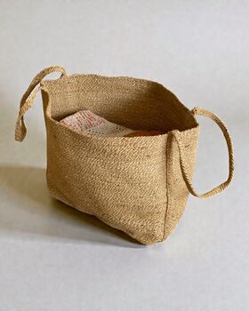 Narrow Handwoven Sisal Storage Basket With Handles, 4 of 6