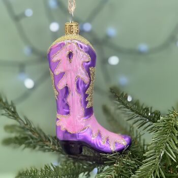 Personalised Glass Cowboy Boot Bauble, 2 of 3