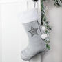 Personalised Born In Silver Grey Christmas Stocking, thumbnail 1 of 3