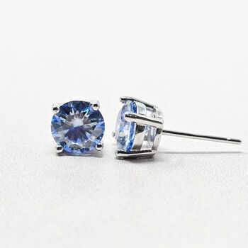 Blue Topaz Moissanite Crystal Sterling Silver Earrings, 6 of 6