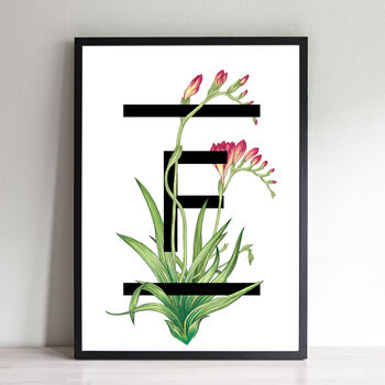Personalised A To Z Flowers Alphabet Art Print, 6 of 12
