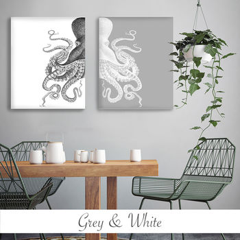 Contrasting Octopus Set Of Two Prints, 12 of 12