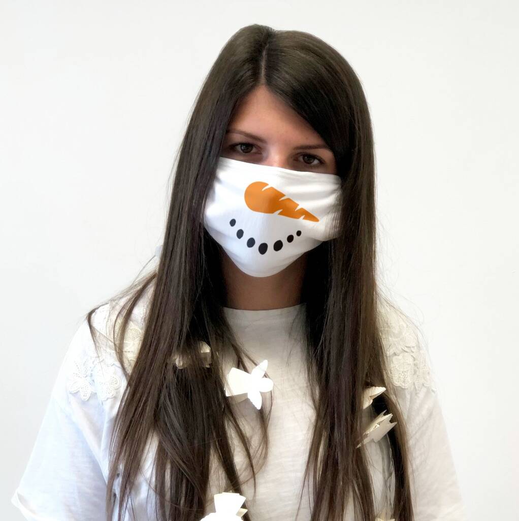 Snowman Reusable Christmas Face Mask By The Hummingbird Card Company