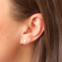 Tiny Sterling Silver Bow Pearl Stud Earrings, thumbnail 3 of 4
