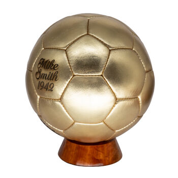 Personalised Luxury Custom Gold Foil Cowhide Leather Football Custom Engraved, 2 of 2