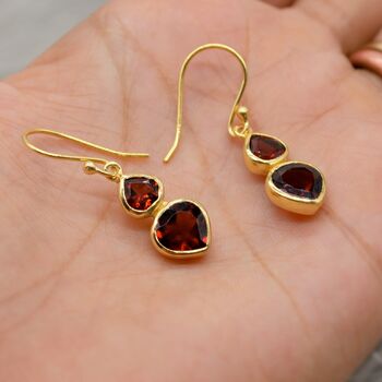 Red Garnet Sterling Silver Earrings, 7 of 12