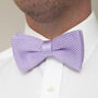 Men's Knitted Bow Tie In Pastel Purple | Perfect Wedding Neck Tie For Groomsmen | Gents Woven Tie, thumbnail 1 of 9