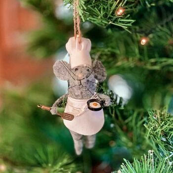 Chef Mouse Felt Christmas Decoration, 3 of 4
