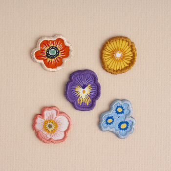Wild Flower Woven Iron On Patches Pack Of Five, 2 of 10