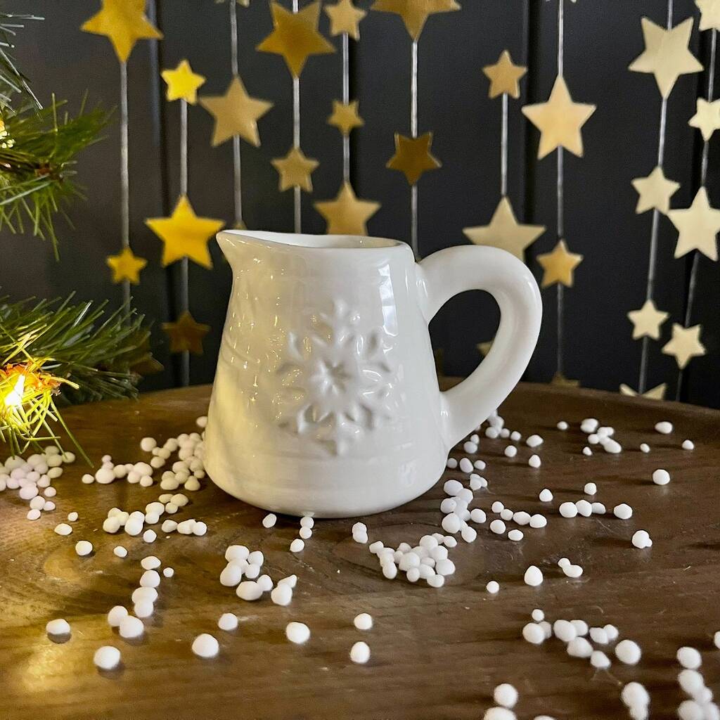 Ceramic Snowflake Milk Jug, 1 of 2