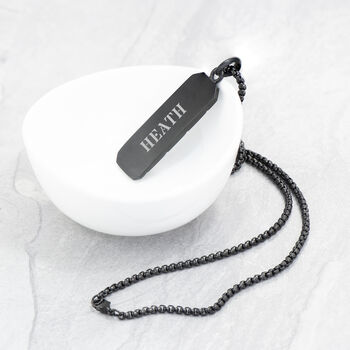 Personalised Men's Black Stone Dog Tag Necklace, 6 of 11