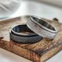 6mm Mens Silver Plated Black Steel Spinner Ring, thumbnail 10 of 10