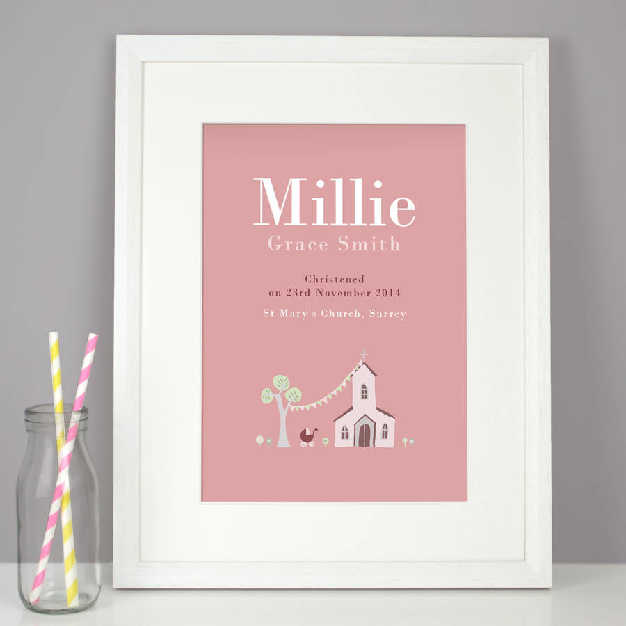 Personalised Christening Baptism Print For Girl Or Boy, 1 of 4