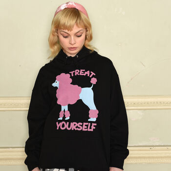 Treat Yourself Poodle Women's Slogan Hoodie, 2 of 5