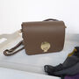 Taupe Small Crossbody Leather Handbag, Shoulder Bag Satchel Style, thumbnail 2 of 10