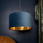 Flint Blue Velvet Lampshades With Gold Lining, thumbnail 1 of 10