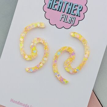 Squiggle Glitter Resin Earrings / Abstract Wavy Jewellery / Bold Colourful Jewellery / Dopamine Dressing Gift, 11 of 12