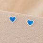 5mm Sterling Silver Blue Opal Heart Stud Earrings, thumbnail 1 of 4