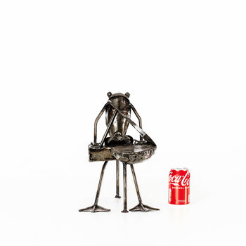 Small Frog Pianist Piano Metal Sculpture, 2 of 9