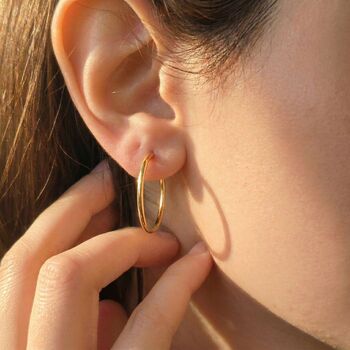 Stylish 25mm Round Gold Plated Hoop Earrings, 2 of 5