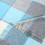 Penbryn Blue And Grey Check Wool Throw, thumbnail 3 of 4
