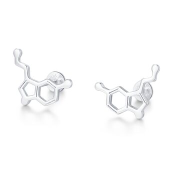 Sterling Silver Serotonin Molecule 16 G Flat Back Labret Earrings, 6 of 12