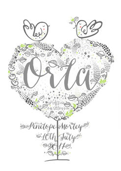 New Baby Name And Date Personalised Gift Print, 2 of 3