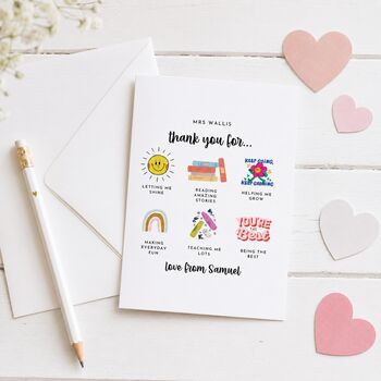 Thank You Teacher Card Personalised, 4 of 6
