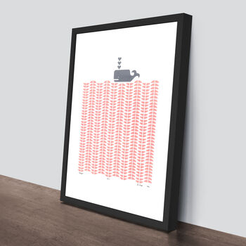 Whale Screen Print In Rose Blush Framing Available, 3 of 4