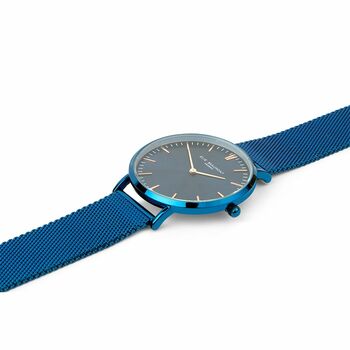 Personalised Minimalist Watch Elie B Electric Blue, 4 of 6