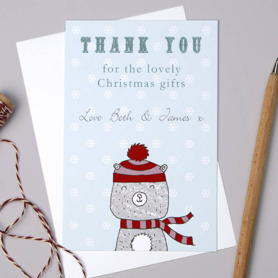 Personalised Bear Christmas Thank You Cards