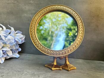 Gold Duck Leg Tabletop Mirror Round Vanity Accent Decor, 6 of 8