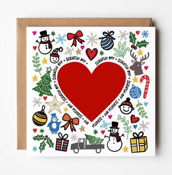 Colourful Diy Christmas Scratch Card Write Your Own Message Under The Heart, 2 of 5