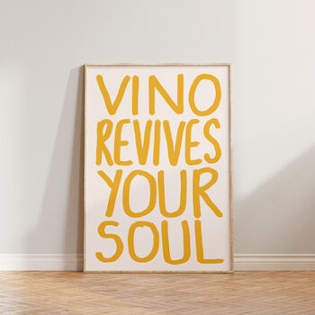 Vino Revives Your Soul Wine Kitchen Print, 3 of 9