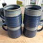 Set Of Four Reactive Glaze Brûlée Mugs In Denim, thumbnail 1 of 8