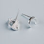 Sterling Silver Blue Cat And Crescent Moon Stud Earrings, thumbnail 4 of 5
