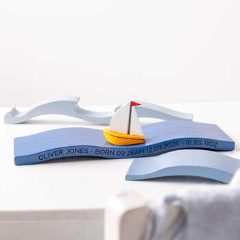 Personalised Blue Water Boat Baby Decoration, 5 of 5