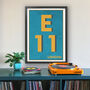 E11 Waltham Forest Typography Postcode Print, thumbnail 1 of 10