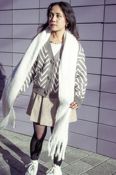 White Colour Block Warm Wrap Scarf, 8 of 10