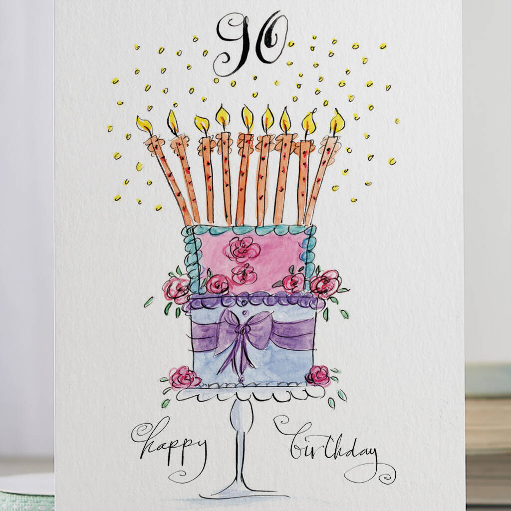 '90th Happy Birthday!' Milestone Birthday Card By Gabrielle Solly ...