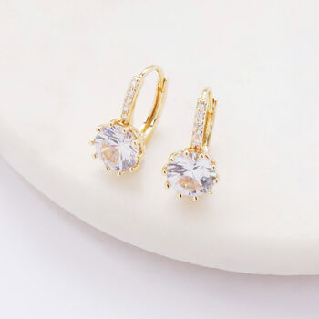 Gold Colour Crystal Drop Huggie Statement Earrings, 3 of 3
