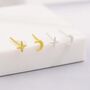 Four Point Star And Moon Stud Earrings, thumbnail 2 of 12